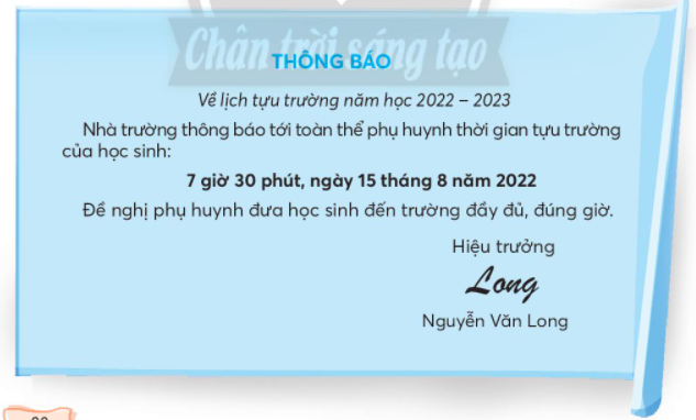 Viết thông báo trang 30, 31 Tiếng Việt lớp 3 Tập 1 - Chân trời sáng tạo (ảnh 1)