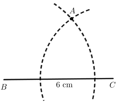 Vẽ tam giác ABC có AB = 5 cm, AC = 4 cm, BC = 6 cm theo các bước sau (ảnh 3)