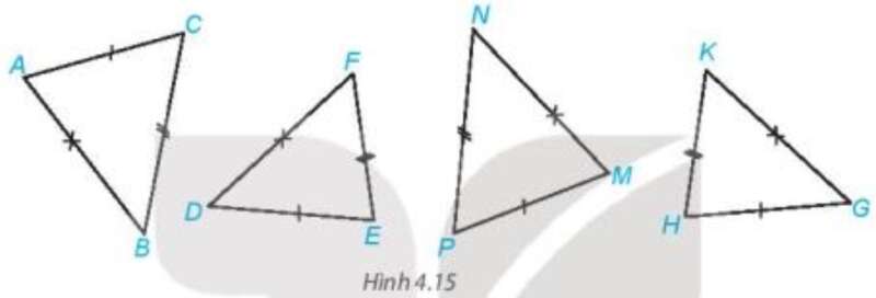 Trong Hình 4.15, những cặp tam giác nào bằng nhau? (ảnh 2)