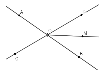 Hai đường thẳng AB và CD cắt nhau tại O. Cho OM là tia phân giác (ảnh 1)