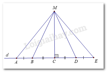 Cho 5 điểm A, B, C, D, E cùng nằm trên một đường thẳng d sao cho AB = DE, BC = CD (ảnh 1)