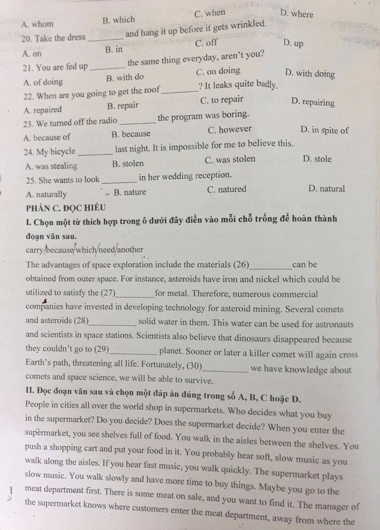 Đề thi thử vào 10 môn Tiếng Anh năm 2023 Trường THCS Thiệu Đô (Thanh Hóa) Mã đề B (có đáp án) (ảnh 2)