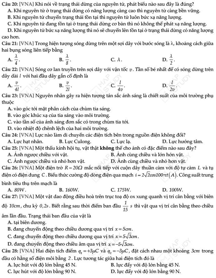 Đề thi thử THPT Quốc gia môn Vật lí năm 2023 Trường THPT Quảng Xương (Thanh Hoá) (Có đáp án) (ảnh 3)