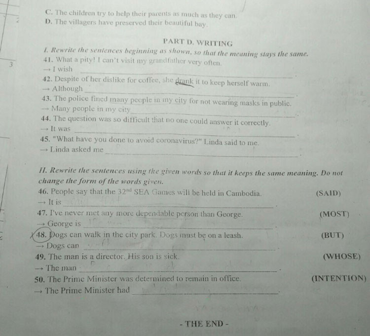 Đề thi thử vào 10 môn Tiếng Anh năm 2023 Trường THPT Hàm Rồng (Thanh Hóa) (có đáp án) (ảnh 4)