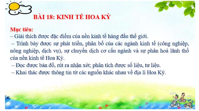 Giáo án PPT Địa lí 11 (Chân trời sáng tạo) Bài 18: Kinh tế Hoa Kỳ (ảnh 1)