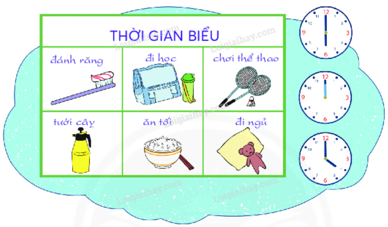 Viết thời gian biểu trang 25 Tiếng Việt lớp 2 Tập 1. (ảnh 1)