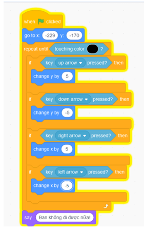 Sử dụng cấu trúc lặp và rẽ nhánh, em hãy viết nhóm lệnh điều khiển nhân vật Robot (ảnh 3)