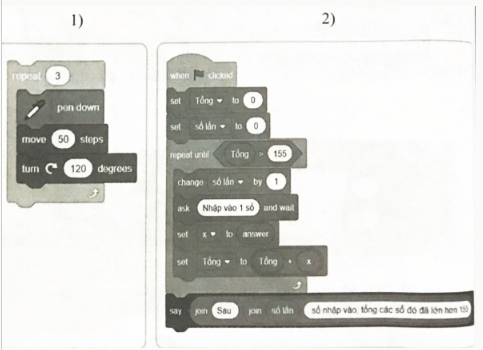 Hãy thể hiện trong Scratch cấu trúc lặp trong mô tả thuật toán dưới đây: 1) Lặp 3 lần (ảnh 1)