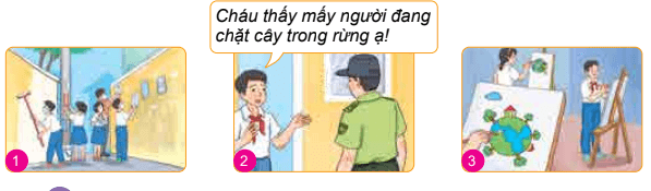 Các bạn trong tranh đã làm gì để bảo vệ môi trưởng và tài nguyên thiên nhiên (ảnh 1)