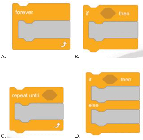 Hình nào dưới đây là khối lệnh rẽ nhánh trong Scratch (ảnh 1)