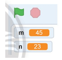 Tạo chương trình Scratch để nhập hai số m, n từ bàn phím, thực hiện hoán đổi giá trị (ảnh 1)