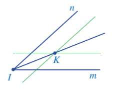 Kiểm tra lại bằng thước đo góc để thấy các góc mIK và nIK (ảnh 1)