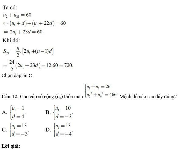 36 câu trắc nghiệm Dãy số (có đáp án) chọn lọc (ảnh 12)