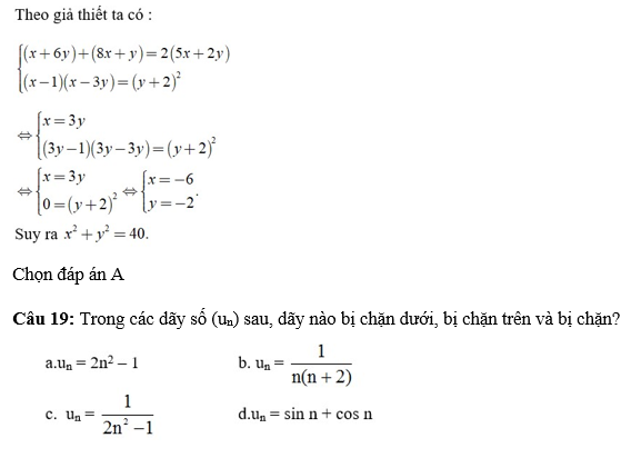 36 câu trắc nghiệm Dãy số (có đáp án) chọn lọc (ảnh 20)