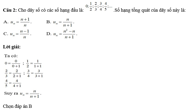 36 câu trắc nghiệm Dãy số (có đáp án) chọn lọc (ảnh 2)