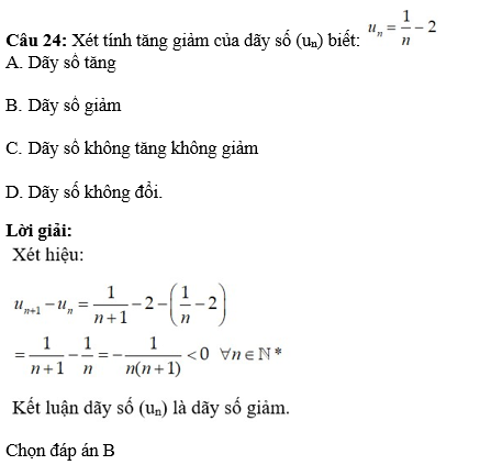 36 câu trắc nghiệm Dãy số (có đáp án) chọn lọc (ảnh 27)