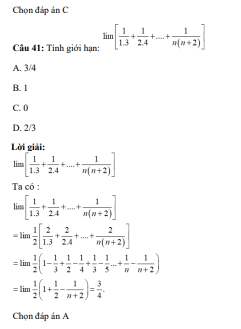 41 câu trắc nghiệm Giới hạn của dãy số (có đáp án) chọn lọc (ảnh 25)