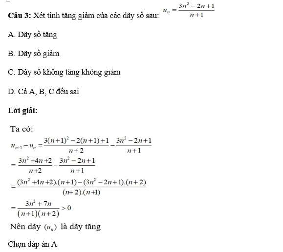 36 câu trắc nghiệm Dãy số (có đáp án) chọn lọc (ảnh 3)