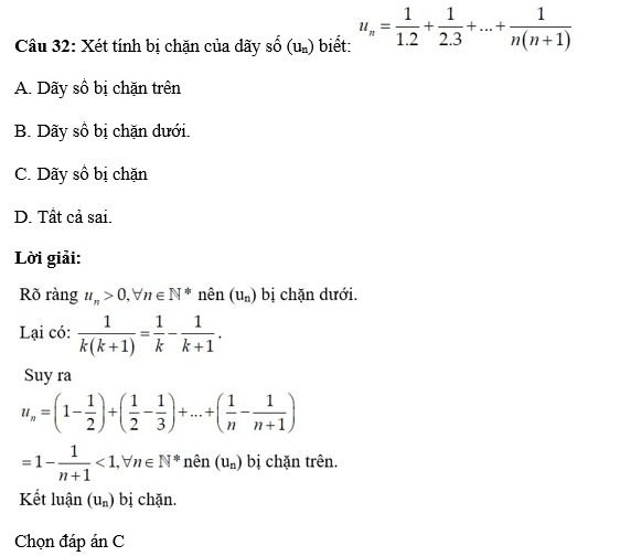 36 câu trắc nghiệm Dãy số (có đáp án) chọn lọc (ảnh 38)