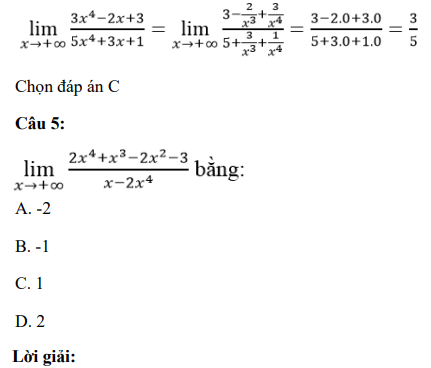 40 câu trắc nghiệm Giới hạn của hàm số (có đáp án) chọn lọc (ảnh 4)
