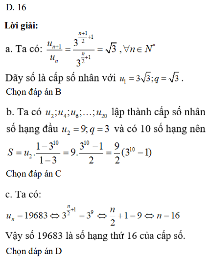 30 câu trắc nghiệm Cấp số nhân (có đáp án) chọn lọc (ảnh 8)