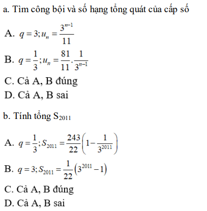 30 câu trắc nghiệm Cấp số nhân (có đáp án) chọn lọc (ảnh 11)