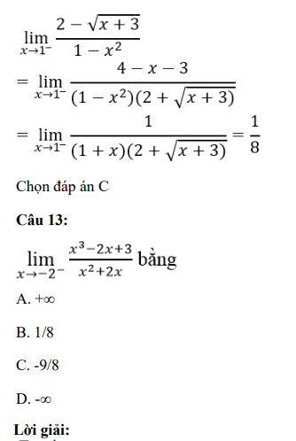 40 câu trắc nghiệm Giới hạn của hàm số (có đáp án) chọn lọc (ảnh 12)