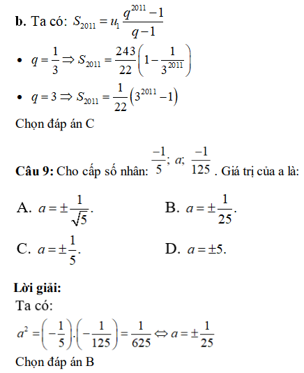 30 câu trắc nghiệm Cấp số nhân (có đáp án) chọn lọc (ảnh 14)