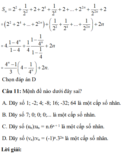 30 câu trắc nghiệm Cấp số nhân (có đáp án) chọn lọc (ảnh 13)