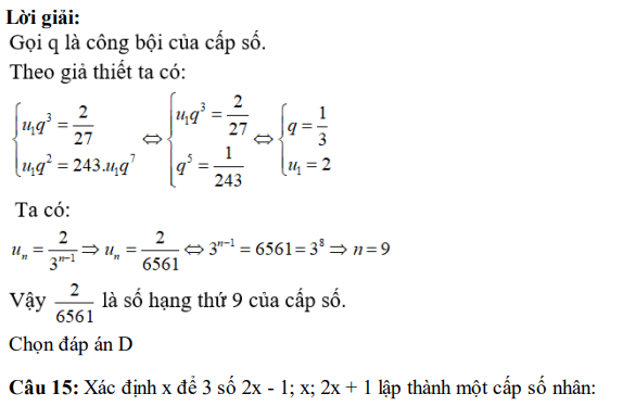 30 câu trắc nghiệm Cấp số nhân (có đáp án) chọn lọc (ảnh 17)