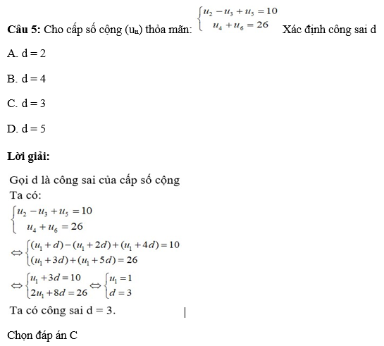 36 câu trắc nghiệm Dãy số (có đáp án) chọn lọc (ảnh 5)