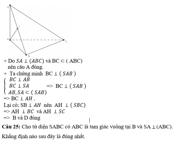 30 câu trắc nghiệm Đường thẳng vuông góc với mặt phẳng  (có đáp án) chọn lọc (ảnh 26)