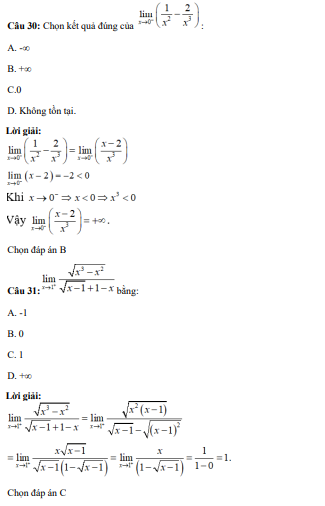 40 câu trắc nghiệm Giới hạn của hàm số (có đáp án) chọn lọc (ảnh 23)