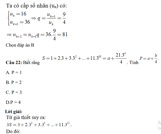 30 câu trắc nghiệm Cấp số nhân (có đáp án) chọn lọc (ảnh 31)