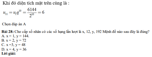 30 câu trắc nghiệm Cấp số nhân (có đáp án) chọn lọc (ảnh 40)