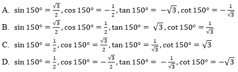 46 câu trắc nghiệm Giá trị lượng giác của một góc bất kì từ 0 độ đến 180 độ (có đáp án) (ảnh 1)