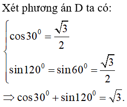 46 câu trắc nghiệm Giá trị lượng giác của một góc bất kì từ 0 độ đến 180 độ (có đáp án) (ảnh 19)