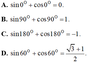 46 câu trắc nghiệm Giá trị lượng giác của một góc bất kì từ 0 độ đến 180 độ (có đáp án) (ảnh 20)