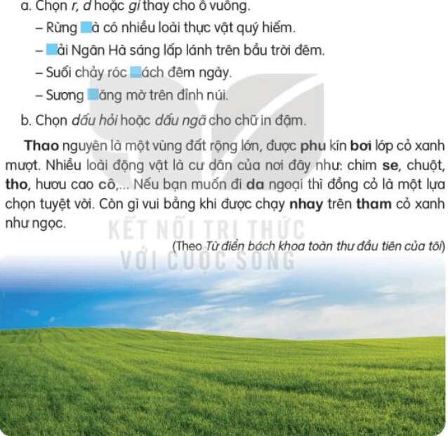Làm bài tập a hoặc b trong Câu 3 trang 121 sgk Tiếng Việt lớp 3 (ảnh 1)