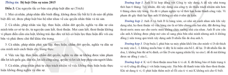 Chuyên đề KTPL 11 (Cánh diều) Bài 6: Khái niệm, các nguyên tắc của pháp luật dân sự | Giáo dục kinh tế và pháp luật 11 (ảnh 3)