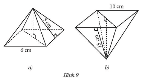Toán 8 Bài 2 (Chân trời sáng tạo): Diện tích xung quanh và thể tích của hình chóp tam giác đều, hình chóp tứ giác đều (ảnh 9)