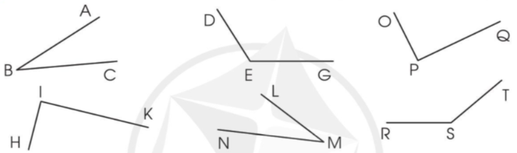 Nêu tên đỉnh và cạnh của mỗi góc trong các hình dưới đây (ảnh 1)