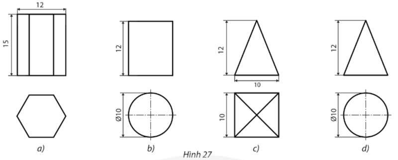 Chuyên đề Toán 11 (Chân trời sáng tạo) Bài 1: Hình biểu diễn của một hình, khối (ảnh 23)