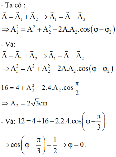 Tổng hợp hai dao động điều hòa cùng phương, cùng tần số. Phương pháp Fre-Nen (Lý thuyết + 35 bài tập có lời giải) (ảnh 71)