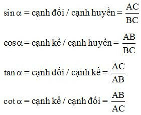 Phương pháp giải Các bài toán về Tỉ số lượng giác của góc nhọn (50 bài tập minh họa) (ảnh 2)