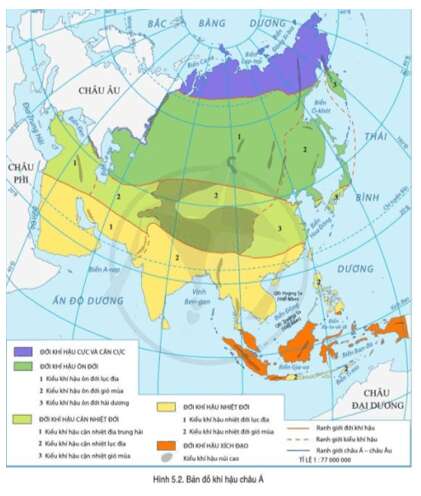 Đọc thông tin và quan sát hình 5.1, hình 5.2, hãy trình bày đặc điểm tự nhiên của khu vực Trung Á (ảnh 1)
