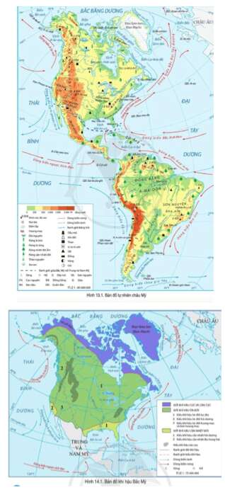 Đọc thông tin và quan sát hình 13.1, 14.1, hãy cho biết Bắc Mỹ có những đới thiên nhiên nào (ảnh 1)