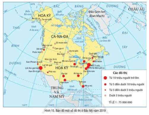 Đọc thông tin và quan sát hình 15, giải thích vì sao Bắc Mỹ có mức độ đô thị hóa cao nhất thế giới (ảnh 1)