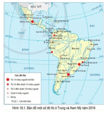 Đọc thông tin và quan sát hình 18.1, trình bày vấn đề đô thị hóa ở Trung và Nam Mỹ (ảnh 1)