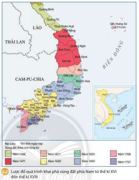 Lịch sử 8 (Chân trời sáng tạo) Bài 5: Quá trình khai phá vùng đất phía Nam của người Việt từ thế kỉ XVI đến thế kỉ XVIII (ảnh 1)